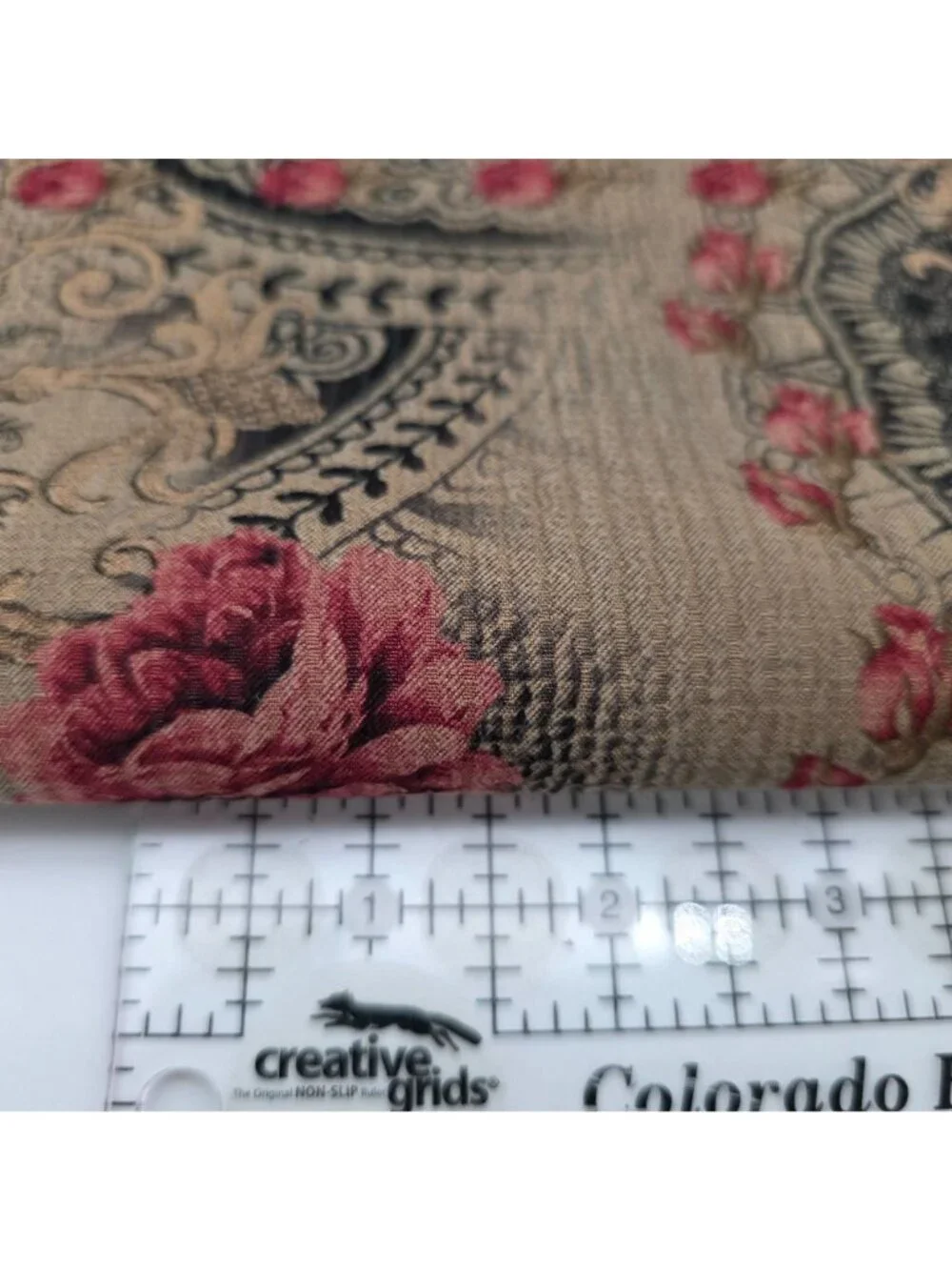 Floral Paisley Fabric Rose Patterns Pink & Beige Upholstery & Apparel 1YD 25" - Picture 6 of 6